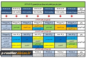 جدول زمان‌بندی انتخاب واحد نیمسال دوم ۱۴۰۴ - ۱۴۰۳